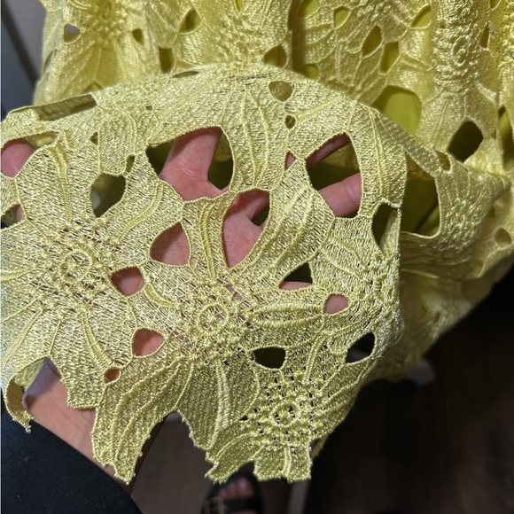 Adrianna Papell Dress Womens size 8 yellow green color flare bottom fit - Picture 9 of 17